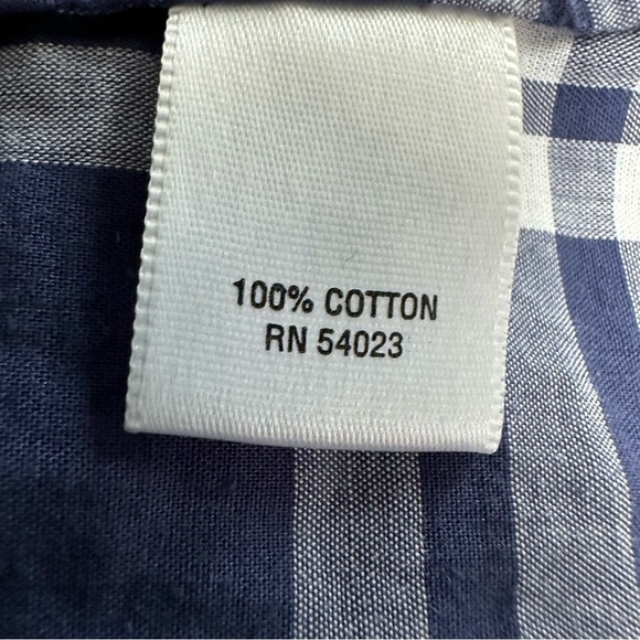 Banana Republic Blue and White Plaid Cotton Button Down Blouse, Large - Picture 10 of 10